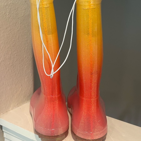 Cat & Jack Big Girls' Youth Sz 6Y Pink Glimmer Shimmer Waterproof Rain Boots NEW - Picture 8 of 9